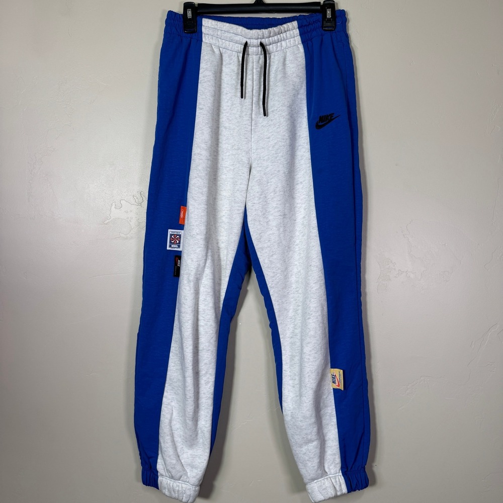 NIKE Sportswear Icon Clash Pants Women Small Blue Grey Colorblock Sweatpant RARE